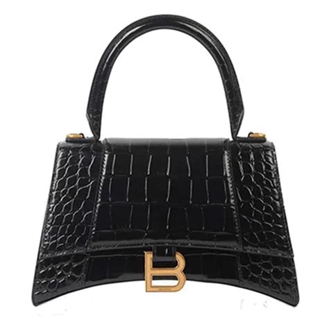 Womens Hourglass Small Handbag Crocodile Embossed in。